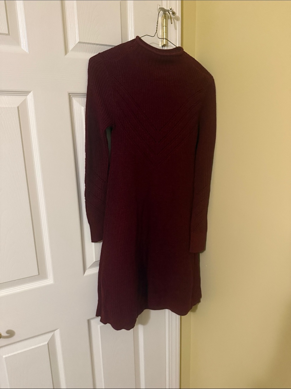 American Eagle Outfitters Long Sleeve Knit Dress - Deep Wine
